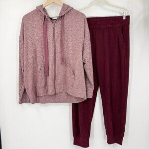 Liverpool Los Angeles Burgundy Hoodie Lounge Set Size Large Soft Comfy